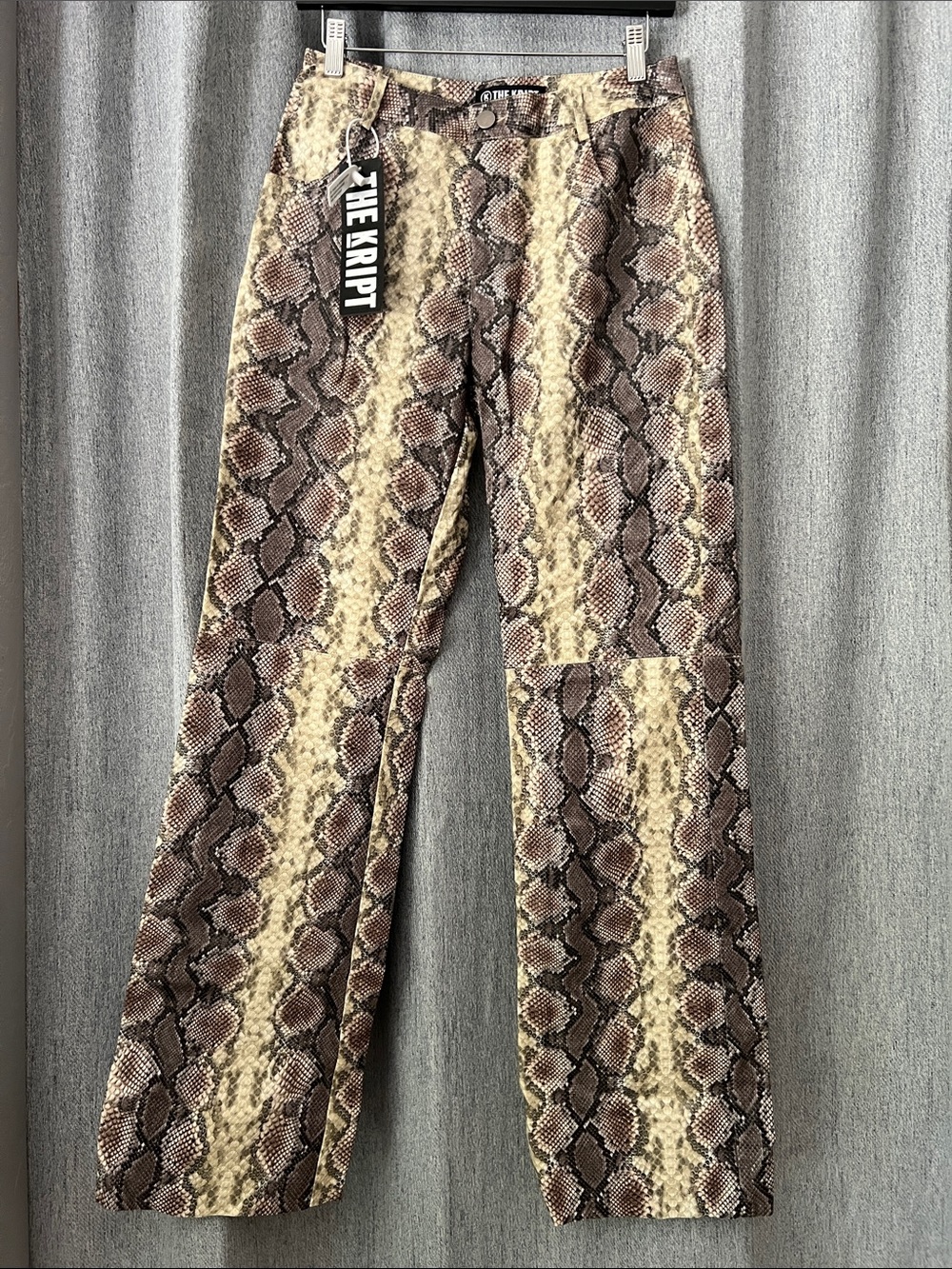 The Kript Snake Print Straight Leg Pants - Brown/Tan